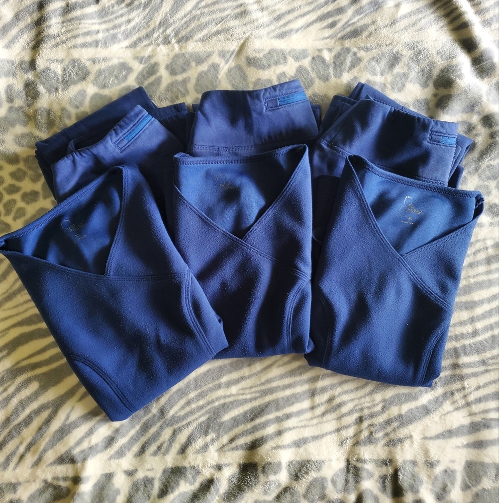 Navy Blue Scrub Set 3 Tops and Pants